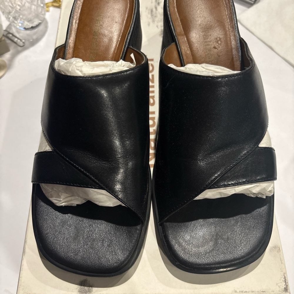 Naturalizer Black Leather Crossover Slide Mules Sultan Brand New in Box 7M